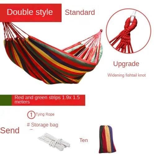 NewOutdoor Indoor Canvas Single Hammock Outdoor Camping Indoor Childrens Swing Thickened Striped HammockMulti Functional Hammock