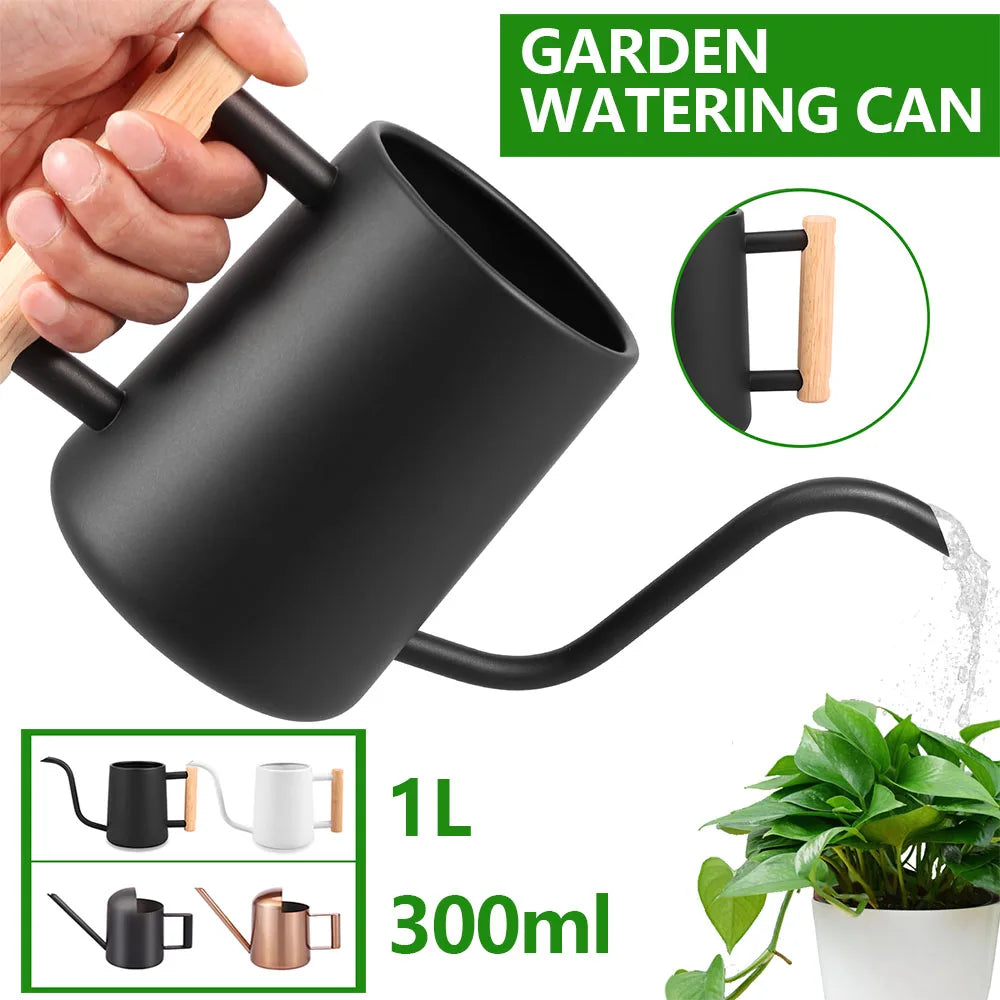 1L Plant Watering Can Stainless Steel Long Nozzle Watering Pot With Handle Leak-proof Gardening Watering Tools for Potted Plants