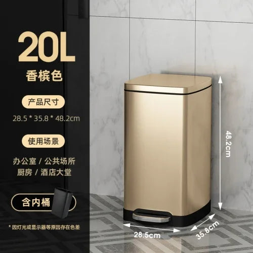 50 liter ultra large capacity stainless steel trash can, pedal style kitchen dedicated high-end household use