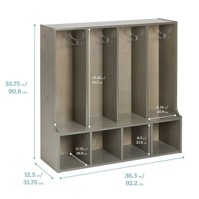 Streamline 4-Section Coat Locker with Bench, Toddler Size, Kids Furniture