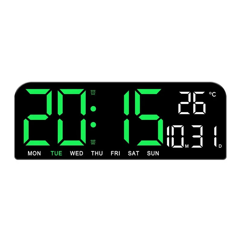 Large LED Digital Wall Clock Temperature Date Week Display Countdown Table Clock Brightness Adjustment Two Alarm 12/24h Clock