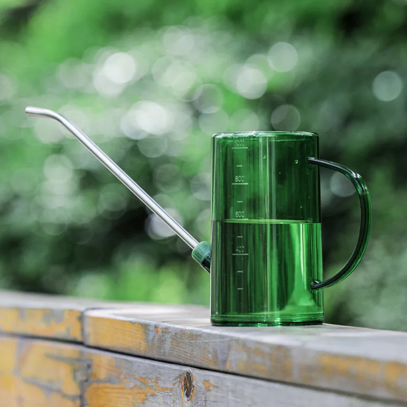 1pc Long Spout Watering Can - Stainless Steel with Transparent Scalefor Precise Watering of FlowersPotted Plants, and Greenery