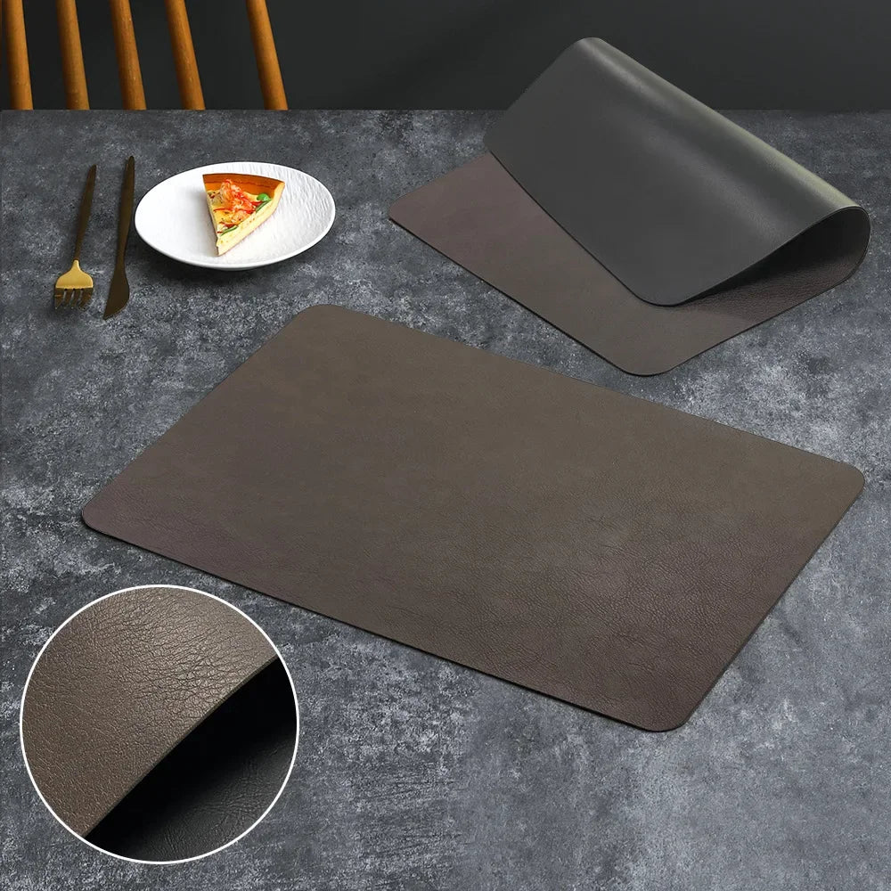 2024 New Faux Leather Placemats Coaster Non-Slip for Kitchen Dining Table Conference Restaurant Coffee Cup Tableware Mat