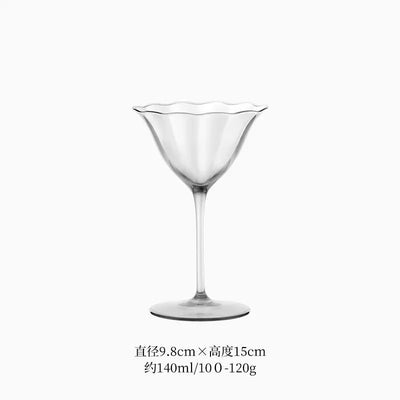 Nordic Retro Flower Wine Glasses Champagne Cup Set Crystal Goblet Glass Cocktail Glass Martini Cup Ribbed Pink Green Wine Glasse