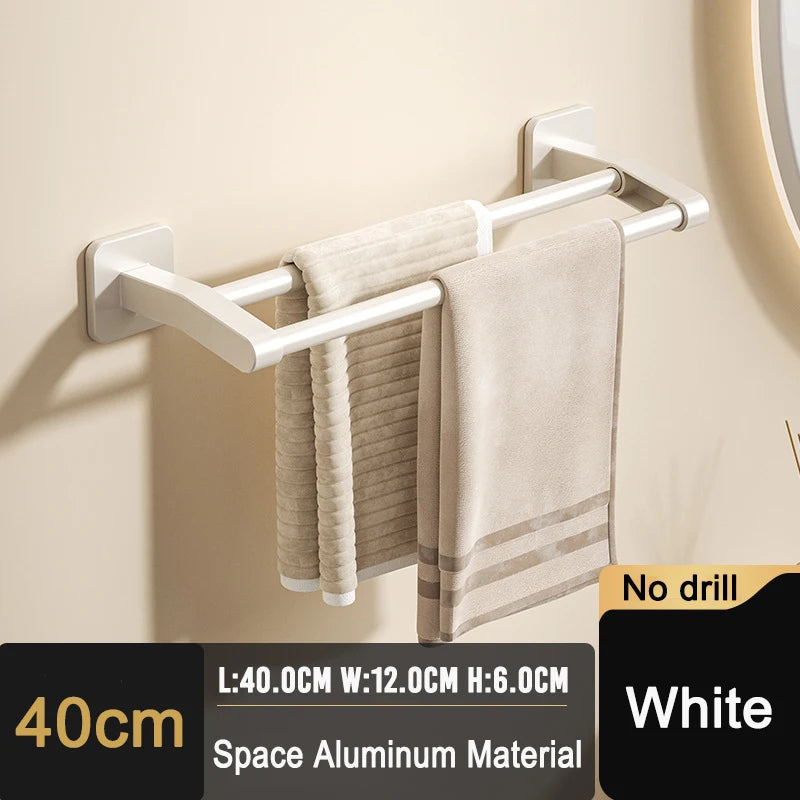 Self-adhesive Home Bathroom Towel Rack Holder Without Drilling Wall Mount Towel Shelf Kitchen Bathroom Accessories Towel Hanger