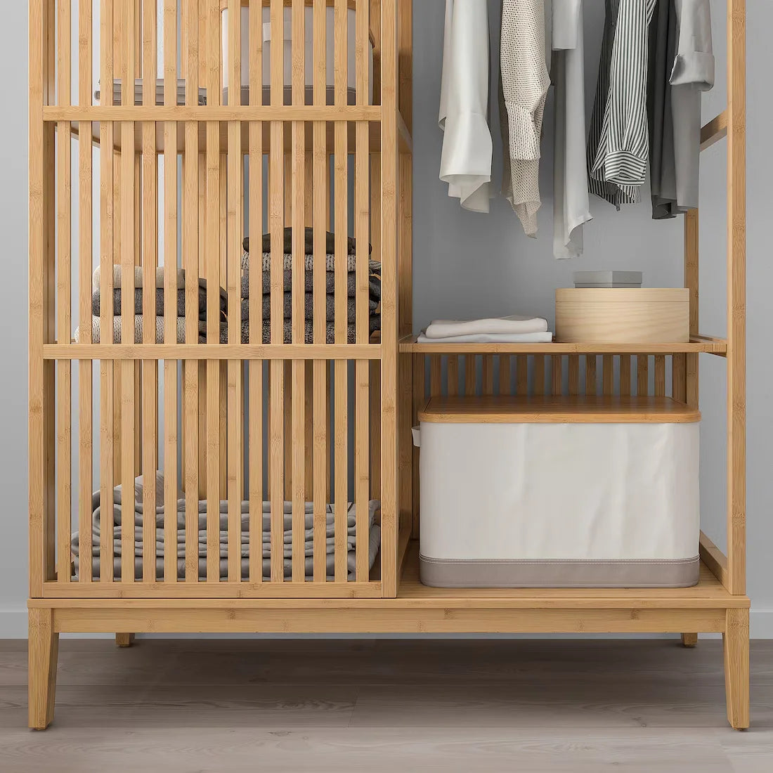 Vekoo Bamboo Open Wardrobe with Sliding Door