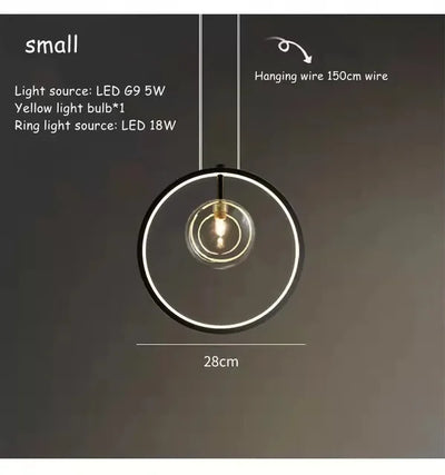 Nordic Simple and Elegant LED Pendant Lights Metal Ring Decoration Hanging Lamps Living Room Ceiling Chandelier Room Lamp