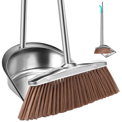 Dustpan Broom Set Household Broom Wiper Hair Sweeper Does Not Stick To Hair Stainless Steel Dustpan Home Garbage Cleaning Tools