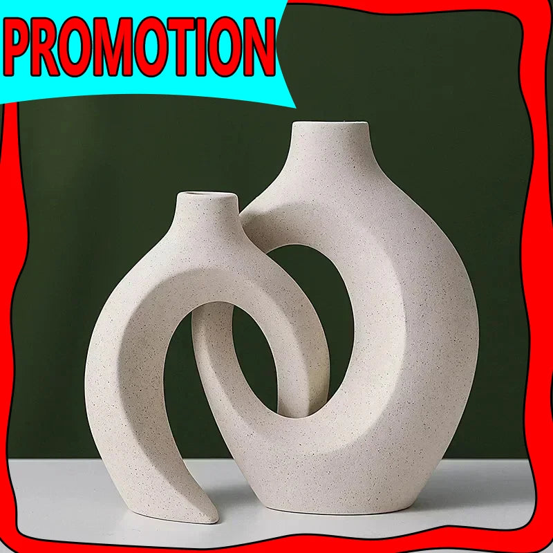 Nordic Ceramic Interlock Vase Bridal Shower Wedding Boyfriend Gift Girlfriend Pampas Grass Living Room Home Decoration