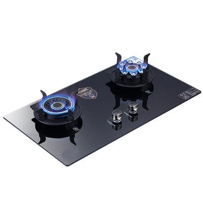 Double-Headed Nine-Cavity Mandarin Duck Fierce Fire Stove Innovative Clamshell Gas Stove Tempered Glass Electronic Pulse