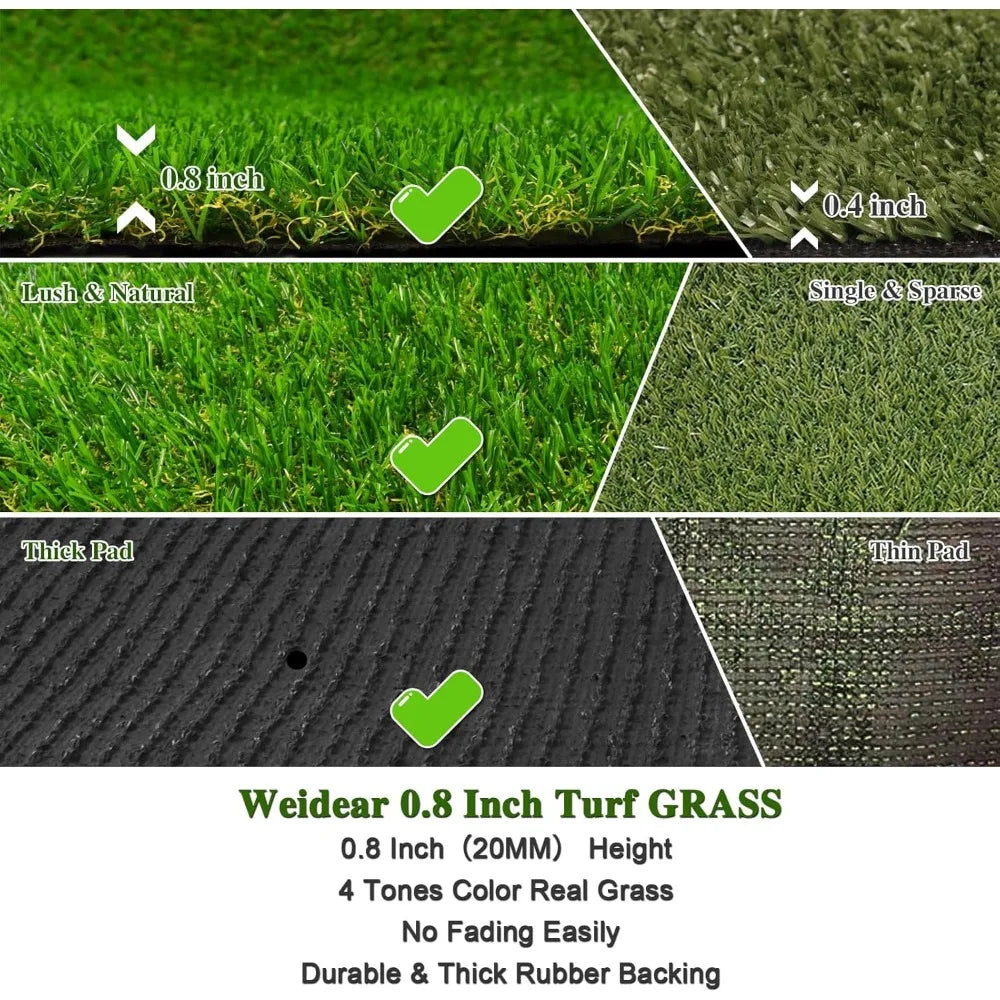 Realistic Fake Grass Rug with Drainage Holes, 20MM Indoor Outdoor Lawn Landscape for Backyard Patio, Artificial Turf Grass