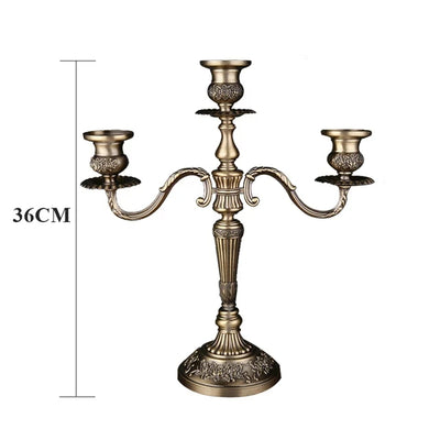 New Bronze Candelabra Metal 5-arms/3 arms Candle Holders Wedding Decoration Candlesticks Event Candle Stand Table Centerpiece