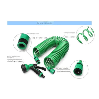 EVA Coil Garden Hose Spring Recoil Garden Water Hose with 3/4" Connector with 7 Function Sprayer for Pet Bathing Car Washing