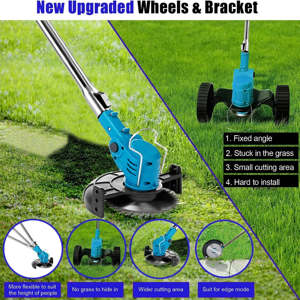 Electric Lawn Mower Cordless Handheld Grass Trimmer Length Adjustable Cutter Household Garden Tools For Makita 18V Battery