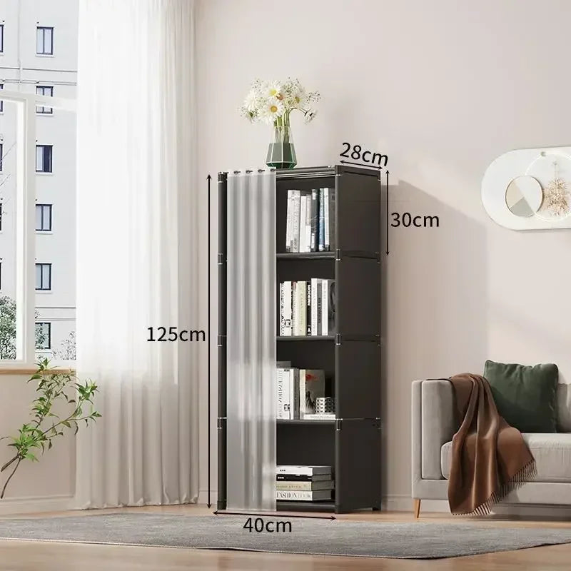 Wardrobe Storage Rack Multi-layer Dustproof Storage Cabinet Multifunctional with Curtains Bedroom Portable Clothe Home Furniture