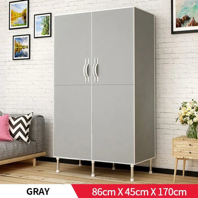 Double door folding simple cloth wardrobe thickened and thickened 19mm steel pipe single person storage wardrobe