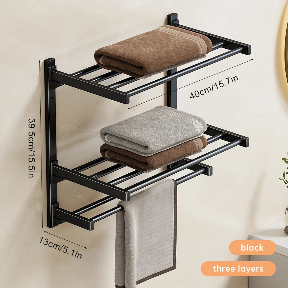 Suction towel rack bathroom free Confucius wall hanging single pole bathroom toilet towel storage rack hanging rod