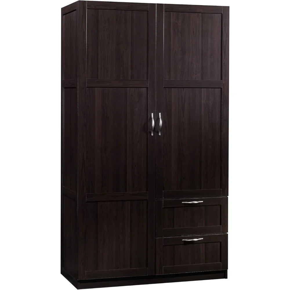 Multipurpose Bedroom Armoire Wardrobe Closet Pantry Storage Cabinet with Drawers and Hanging Rail