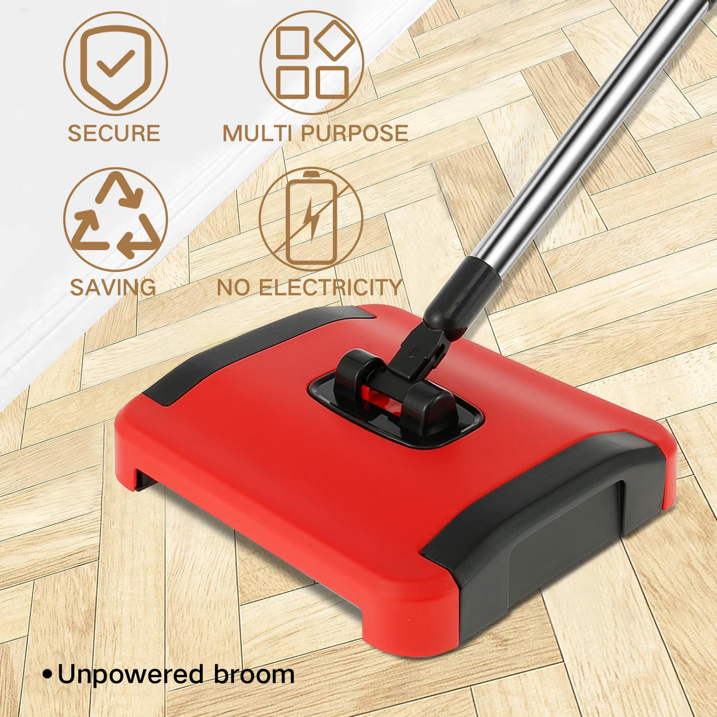 Carpet Floor Lazy Sweeper Manual Carpet Sweeper Cleaner Non-Electric Carpet Broom Sweeper Hand Push Automatic Broom for Home