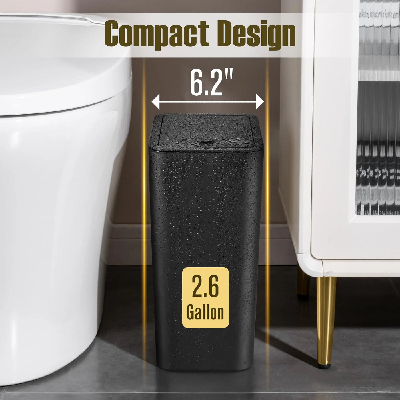 10L Small Trash Can with lid,Garbage Can Slim Trash Bin Waste Basket for Bathroom,Kitchen,Bedroom,Living Room,Office,Laundry