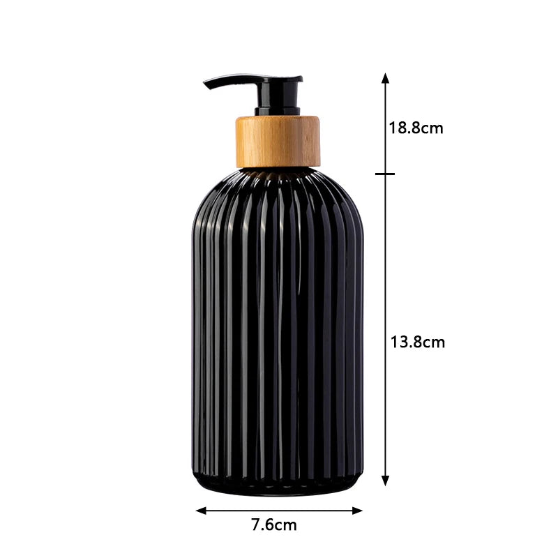 500ml Soap Dispenser with Bamboo Pump Refillable Hand Pump Bottle For Shampoo Conditioner Bathroom Liquid Lotion Container