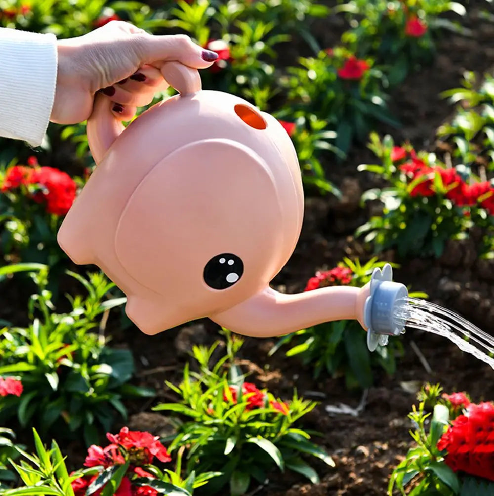 2500ml Outdoor Elephant Watering Can Kids Home Patio Lawn Gardening Irrigation Plant Outdoor Cute Cartoon Plastic Watering Pot