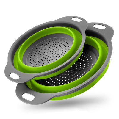 Foldable Fruit Vegetable Washing Drain Basket Strainer Portable Silicone Colander Collapsible Drainer Kitchen Bar Tools