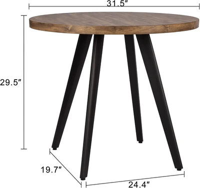 Round Dining Table, 31.5" Small Kitchen Table for 2-4 Person, Mid Century Modern Dining Table with 1.4" Thickness Wood