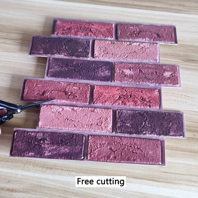 5PCS 10PCS of Deep Red Brick Pattern Self-adhesive Wall Sticker,2024 New Model,Waterproof and Can Be Cut,Ceramic Tile Decoration