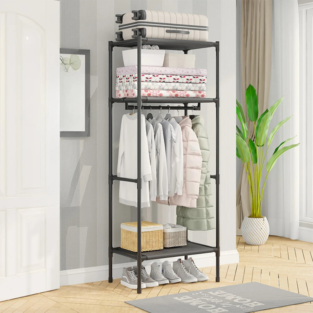 Simple Storage Rack Bedroom Vertical Single Row Multi-storey Removable Coat Hanger Waterproof Antirust Save Space Storage Rack