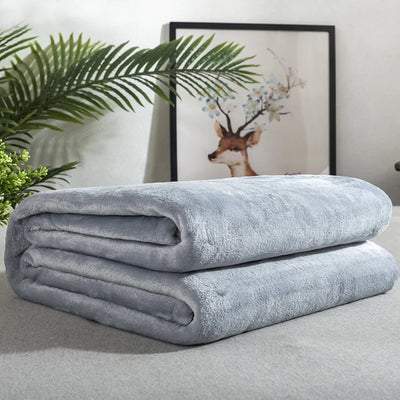 70x50cm Grey Flannel Fleece Blanket Simple Solid Color Sofa Breathable Bedspread Adult Children Soft Warm Throw Home Bed Covers