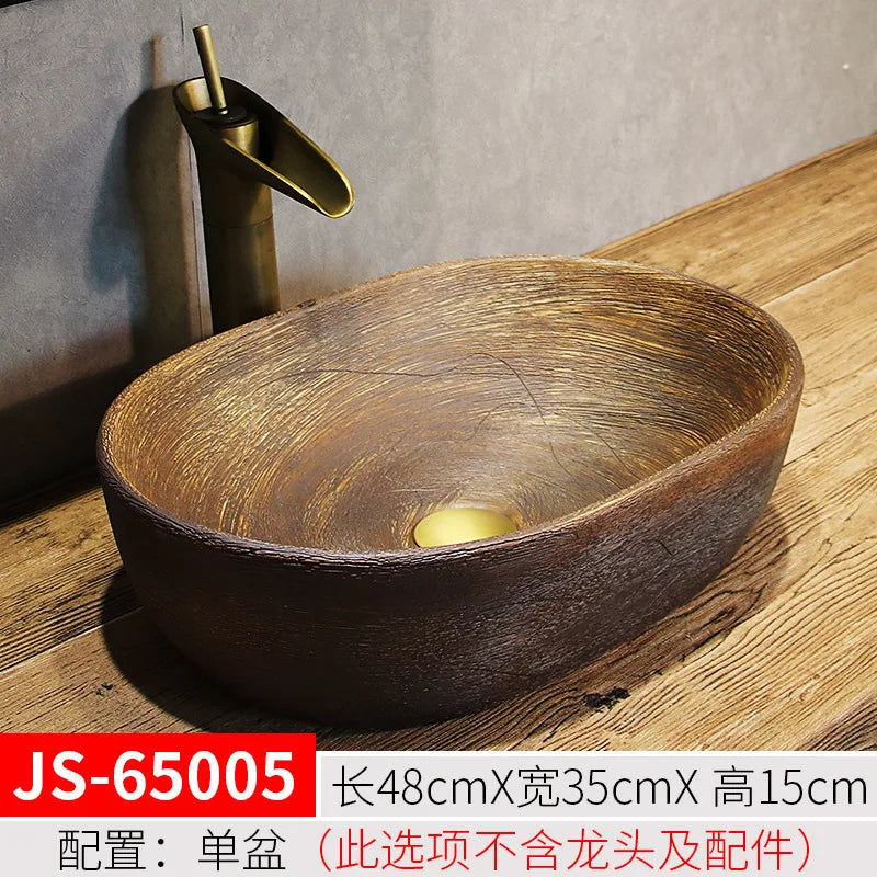 Jingdezhen Art Inter-Platform Basin Chinese New Style Ceramic Washbasin Bathroom Table Wash Basin