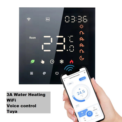 Smart Thermostat 16A/3A Digital Programmable LCD Display Touchscreen Underfloor Water Electric Heating Temperature Controller