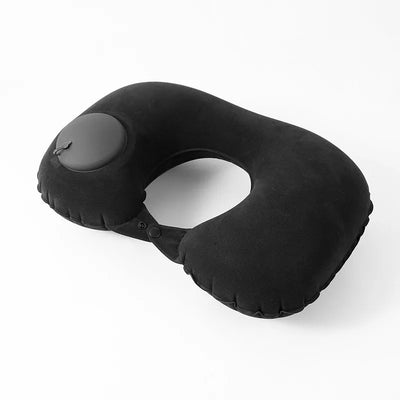 Green Foldable U-Shape Travel Pillow Automatic Air Inflatable Airplane Pillows Ring Pillow Press Type Bed Pillows Neck Cushion