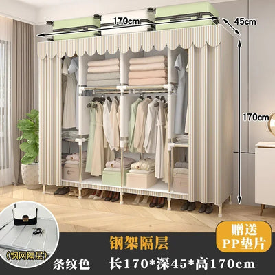 Simple Steel Frame Wardrobe  Easy Assembly, NonWoven Fabric Closet, Durable Storage Solution, Bedroom Organization