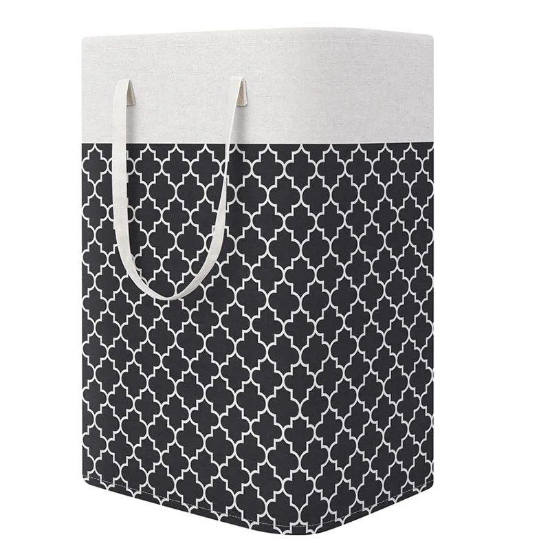 Home Bathroom Foldable Laundry Basket Dirty Laundry Storage Bucket with Printed Pattern for Bedroom, Living Room, Toy Storage