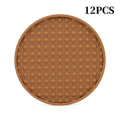 12PCS/Set Silicone Drinking Coasters Drink Coffee Cup Round Cup Mat With Holder Stand Jar Gripper Pads Tableware Accessories