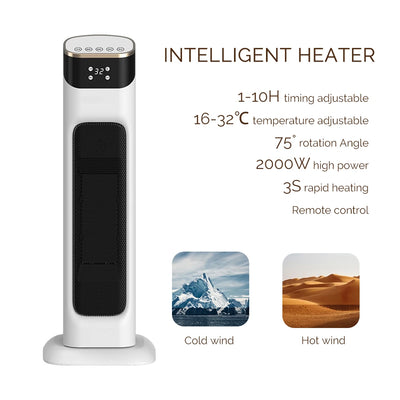 Electric PTC Fan Heater Adjustable Temperature Remote Control Timing Energy Saving Power Saving Bathroom Living Room Warmer