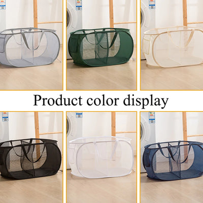 Laundry Baskets 1/2/3 Compartments Collapsible Mesh Laundry Baskets Portable Dirty Clothes Storage Basket For Home Pantry