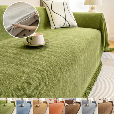 1PC Cream Wind Solid Color Sand Hair Towel Full Cover Cloth Sofa Cushion Cover Nordic Sofa Blanket Four Seasons Universal