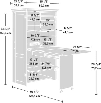 Sauder Miscellaneous Storage Craft & Sewing Armoire, L: 35.11" x W: 21.81" x H: 61.58", Soft White finish