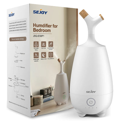 Sejoy Home Aromatherapy Air Humidifier Diffuser for Bedroom 5L Smart Ultrasonic Mist H2O Oil Diffuser Dual Spray Fogger