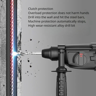 220-240V Industrial Grade Three Speed High-power Handheld Drill, Concrete Steel Wood Lightweight Impact Hammer Drilling Rig