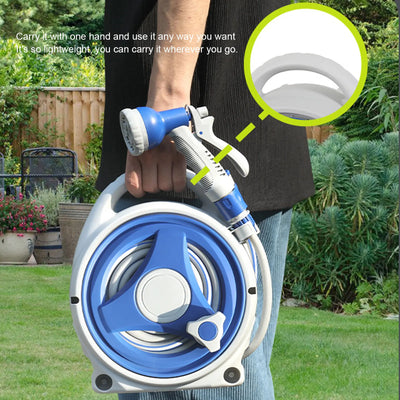 Garden Hose Reel Handheld Sunproof Hose Reel with 15m Water Pipe Nozzle for Home Yard Watering