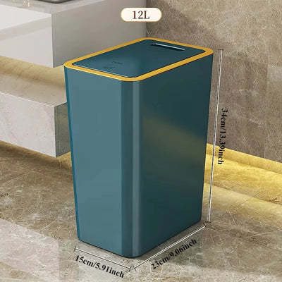 10/12L Slim Trash Can Nordic Covered Waterproof Large Capacity Dustbin One-Touch Lid for Bathroom Kitchen Living Room Bedroom