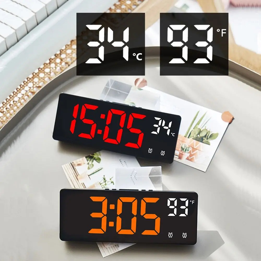 Durable Multi-functional Electronic Clock Temperature Date Home Digital LED Clocks Backlight Voice Control Display Table Clock