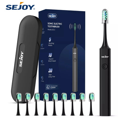 Sejoy Sonic Electric Toothbrush for Adults Rechargeable Sonic Toothbrush 5 Modes Smart Timer 10 Brush Heads