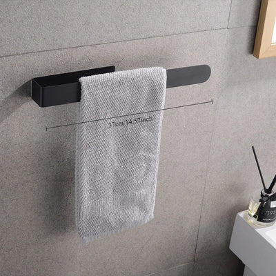 No Drilling Towel Holder Rack Rail Adhesive Towel Bar Stainless Steel Kitchen Bathroom Accessories Black Brushed Hanger