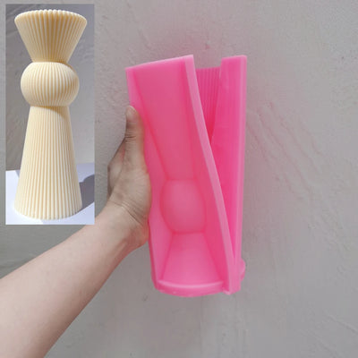 Roman Ribbed Pillar Candle Mold Cylindrical Aesthetic Silicone Mould Geometric Abstract Decorative Striped Soy Wax Mold