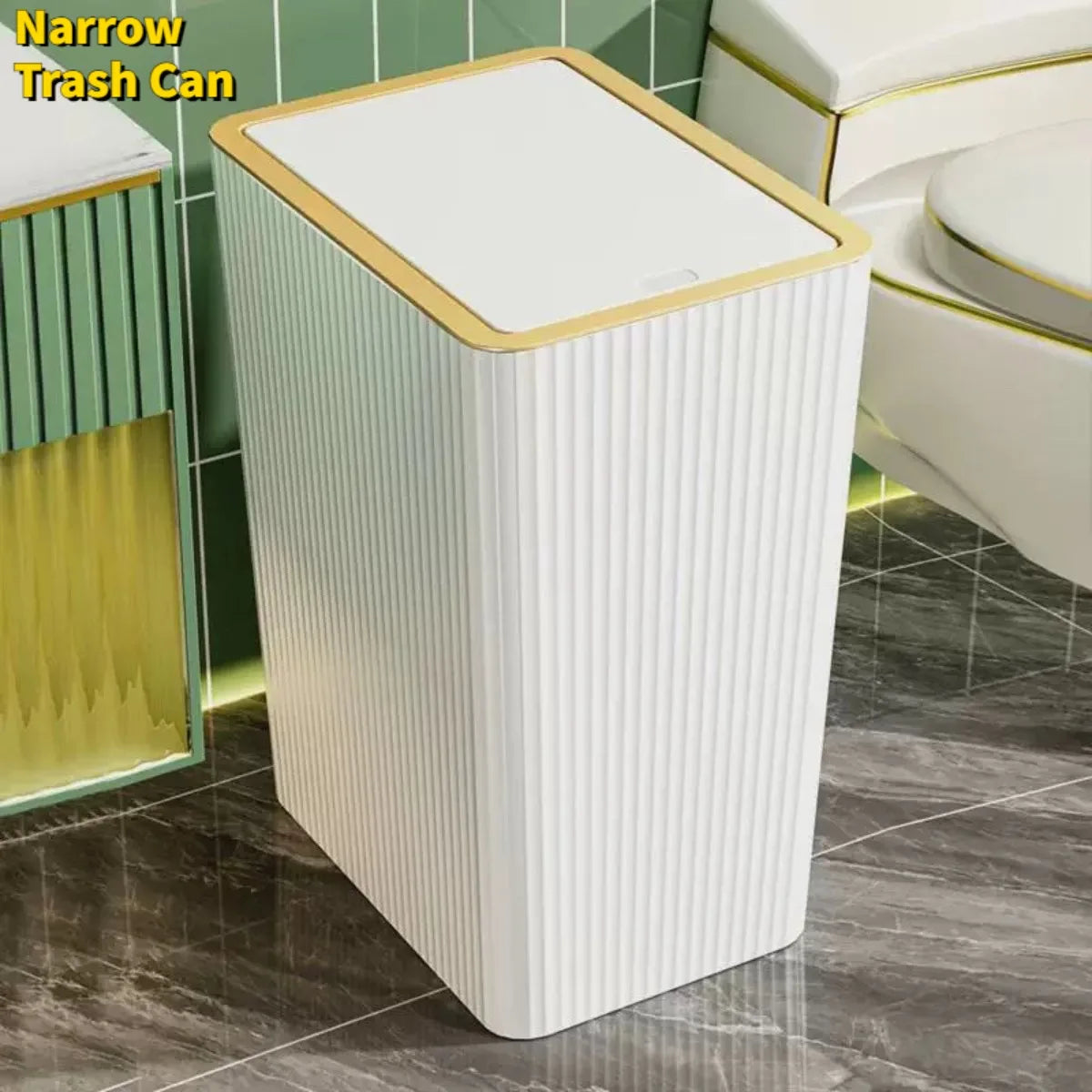 15/12L Trash Can with Lid Semi Automatic Large Capacity Garbage Bin Toilet Living Kitchen Bedroom Waterproof  Slim Trash Bin